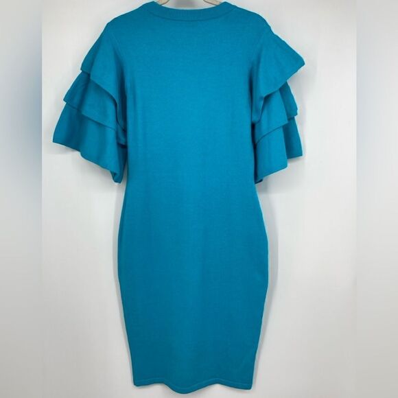 Ashro Turquoise Bodycon Knit Dress Size M - Picture 2 of 5